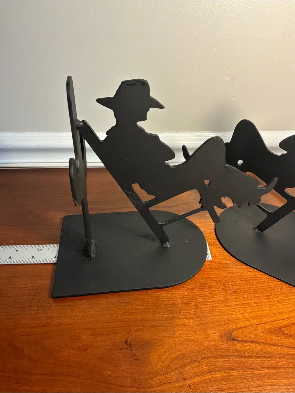Rustic Black Cowboy Silhouette Bookends/Door Stoppers-Western Metal Set